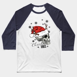 Christmas Vibes Skull Baseball T-Shirt
